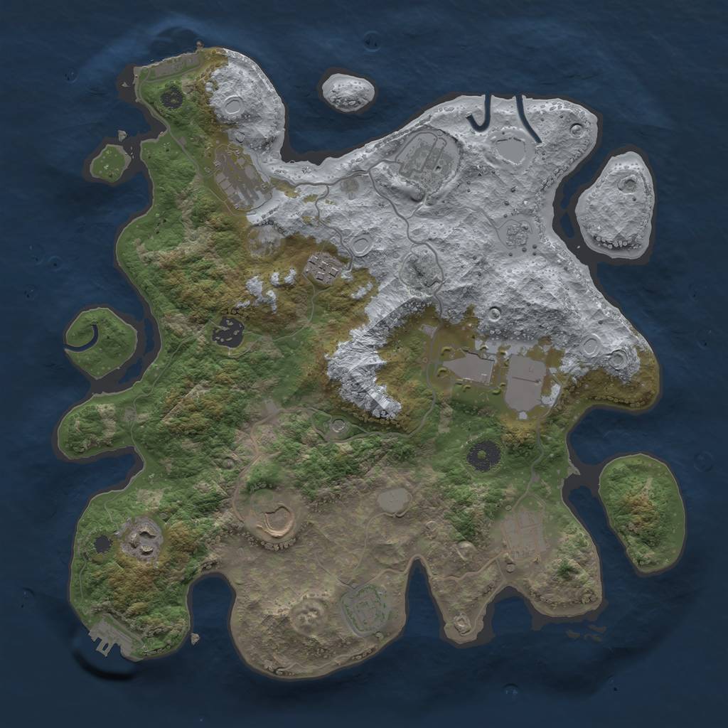 Rust Map: Procedural Map, Size: 3500, Seed: 1728883888, 18 Monuments