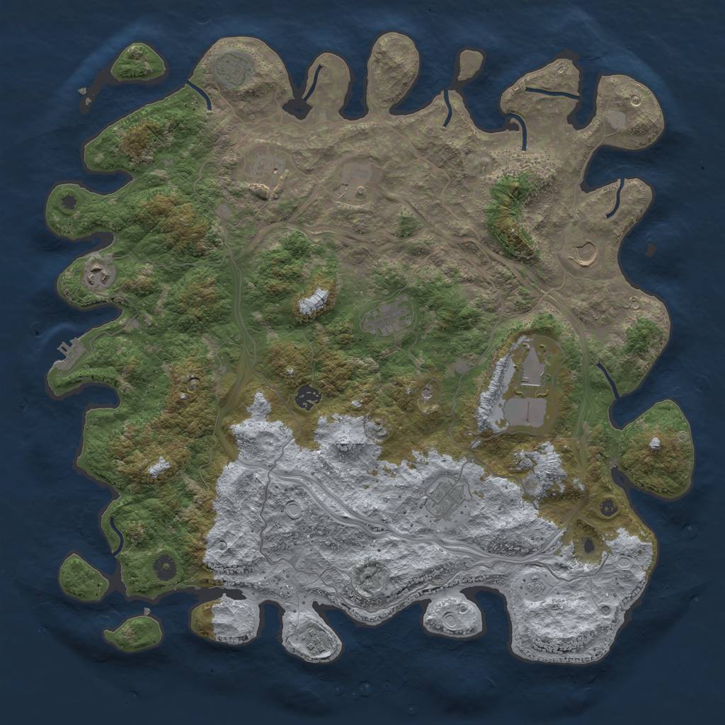 Rust Map: Procedural Map, Size: 4500, Seed: 1102561572, 18 Monuments