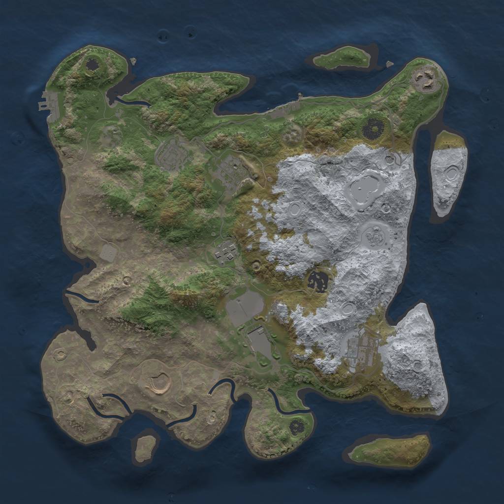 Rust Map: Procedural Map, Size: 3500, Seed: 4501755, 17 Monuments
