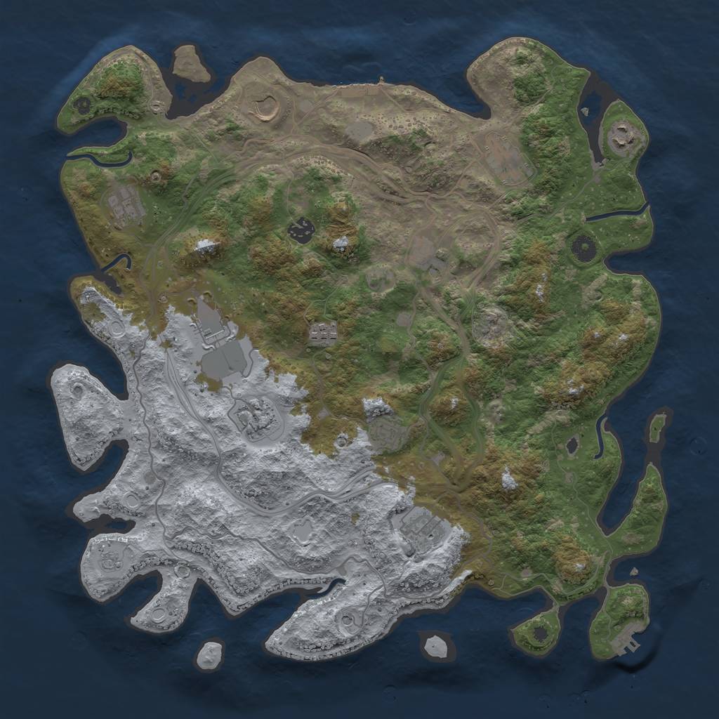Rust Map: Procedural Map, Size: 4250, Seed: 733697273, 18 Monuments