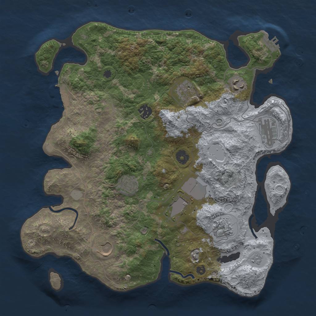 Rust Map: Procedural Map, Size: 3500, Seed: 64647491, 17 Monuments