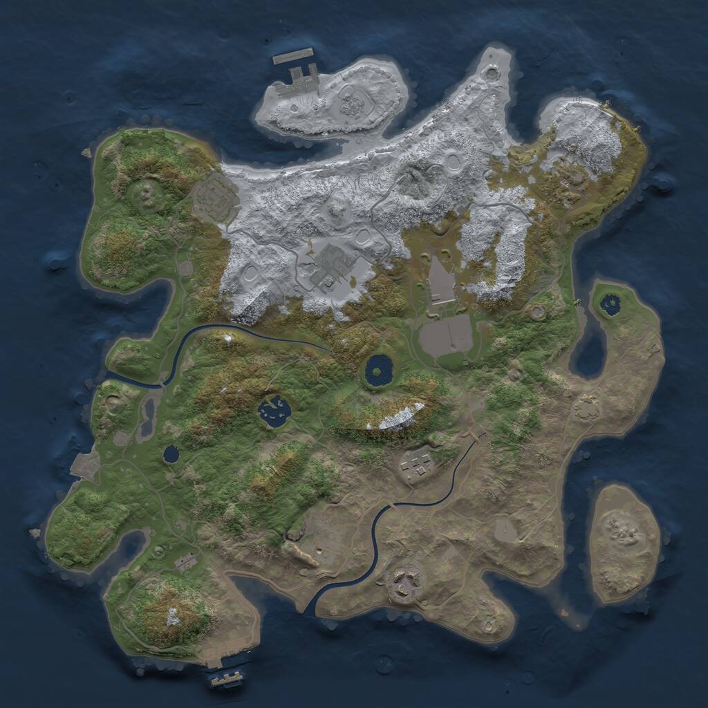 Rust Map: Procedural Map, Size: 3500, Seed: 49343437, 13 Monuments