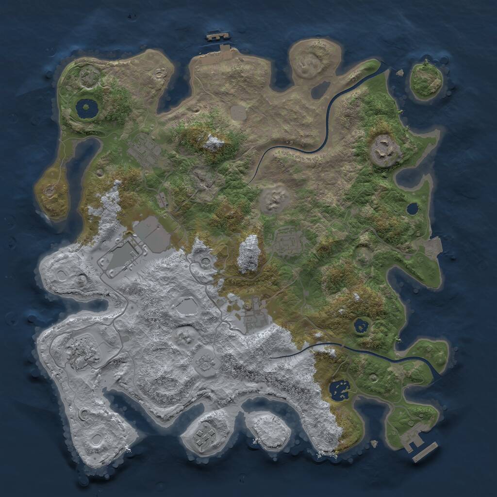 Rust Map: Procedural Map, Size: 3500, Seed: 324926511, 14 Monuments