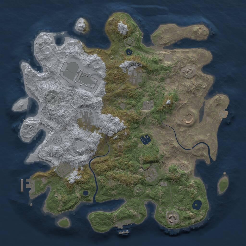 Rust Map: Procedural Map, Size: 3800, Seed: 17853696, 15 Monuments