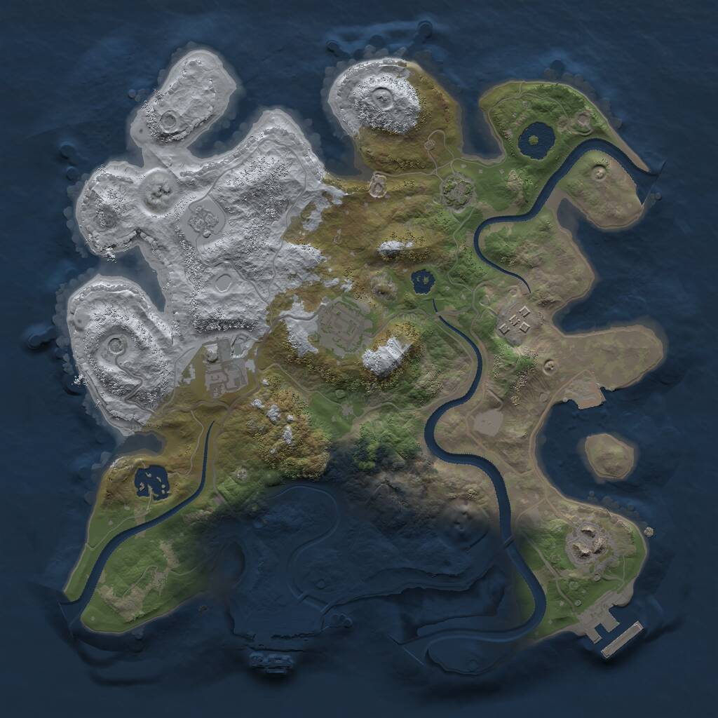 Rust Map: Procedural Map, Size: 3000, Seed: 1340335275, 11 Monuments