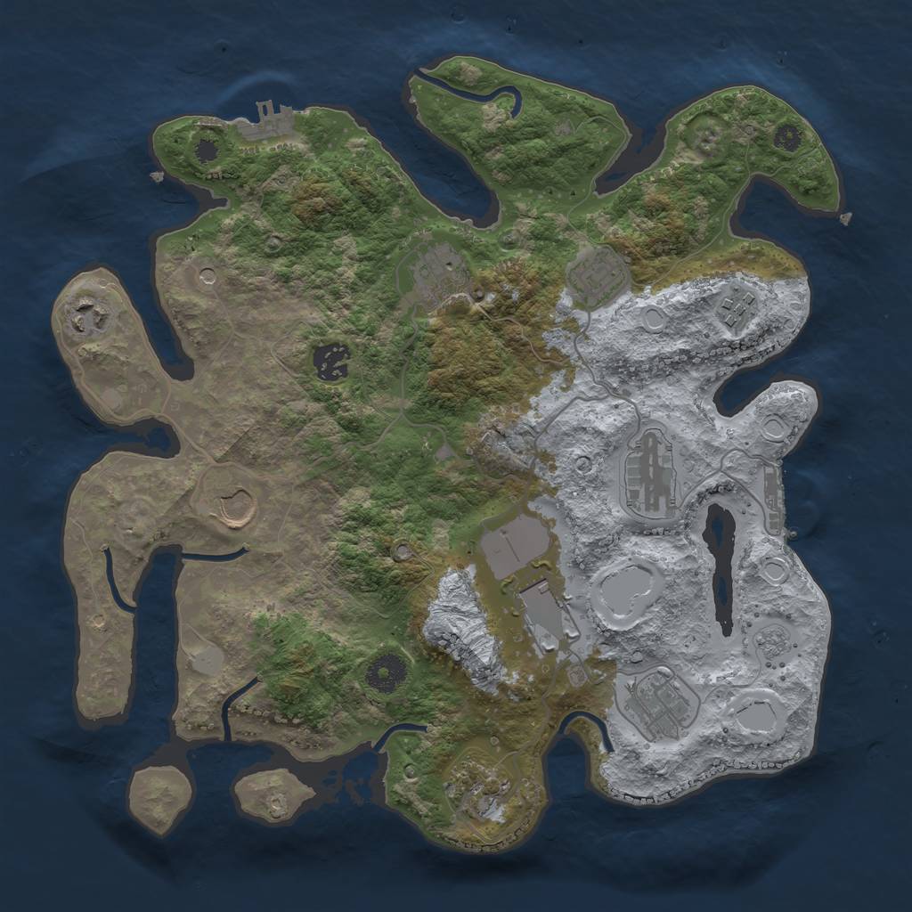 Rust Map: Procedural Map, Size: 3500, Seed: 578459666, 19 Monuments