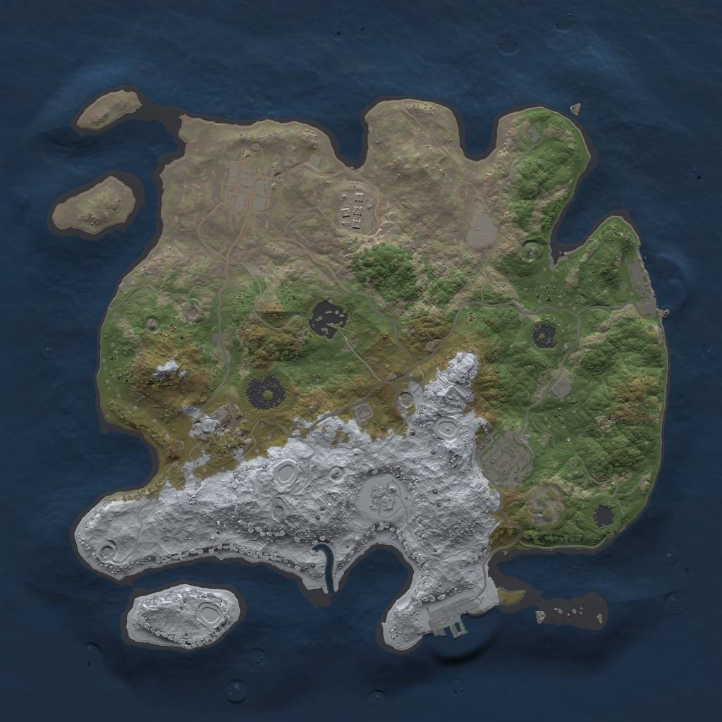 Rust Map: Procedural Map, Size: 3000, Seed: 24583, 14 Monuments