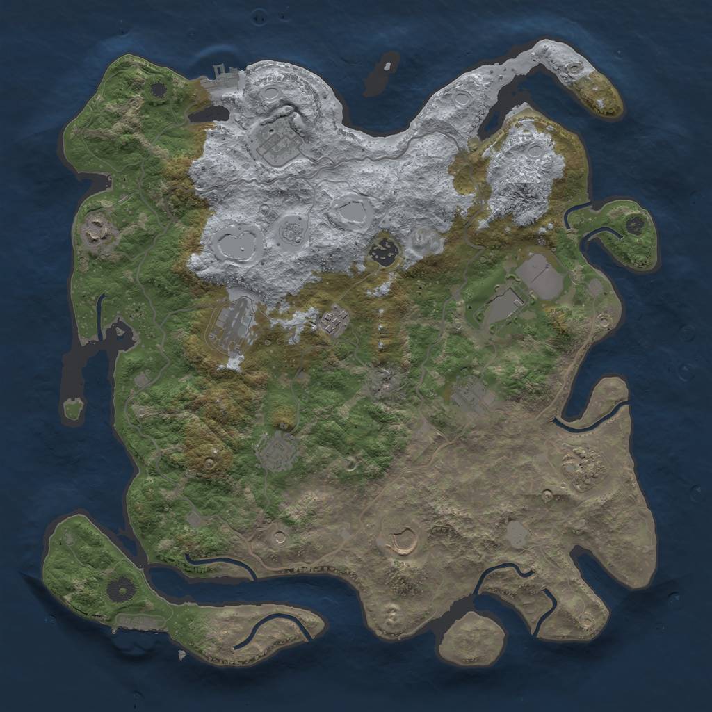 Rust Map: Procedural Map, Size: 4000, Seed: 84717481, 19 Monuments