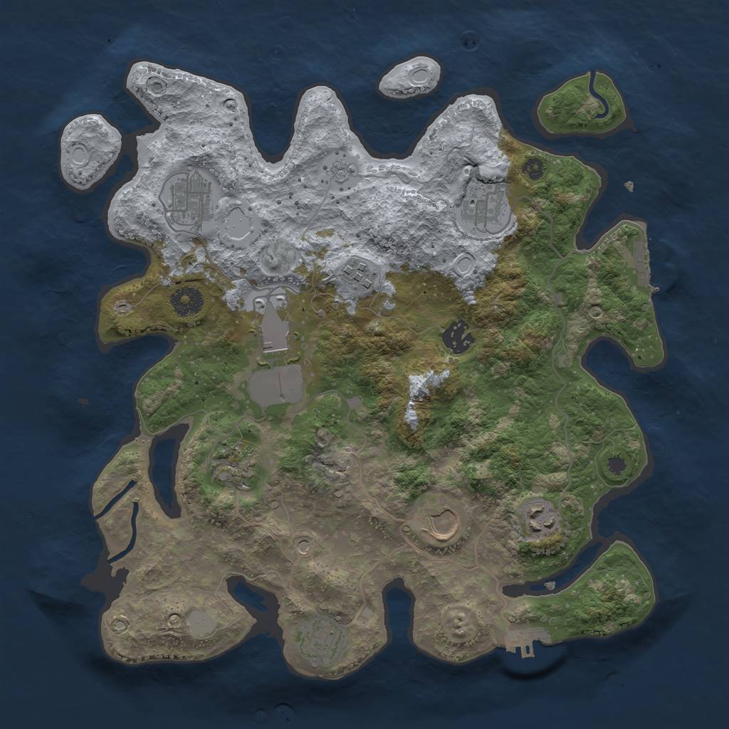 Rust Map: Procedural Map, Size: 3500, Seed: 45724660, 18 Monuments
