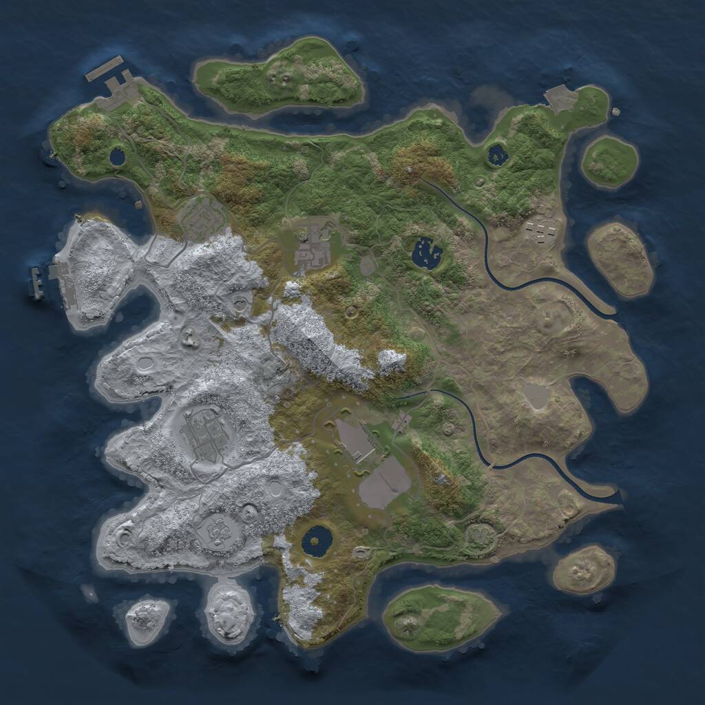 Rust Map: Procedural Map, Size: 3500, Seed: 5921773, 12 Monuments