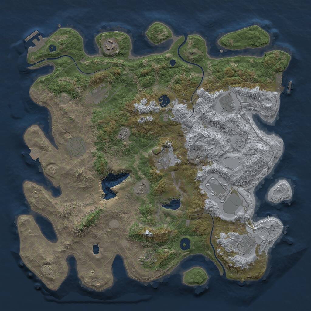 Rust Map: Procedural Map, Size: 4050, Seed: 1970929950, 16 Monuments