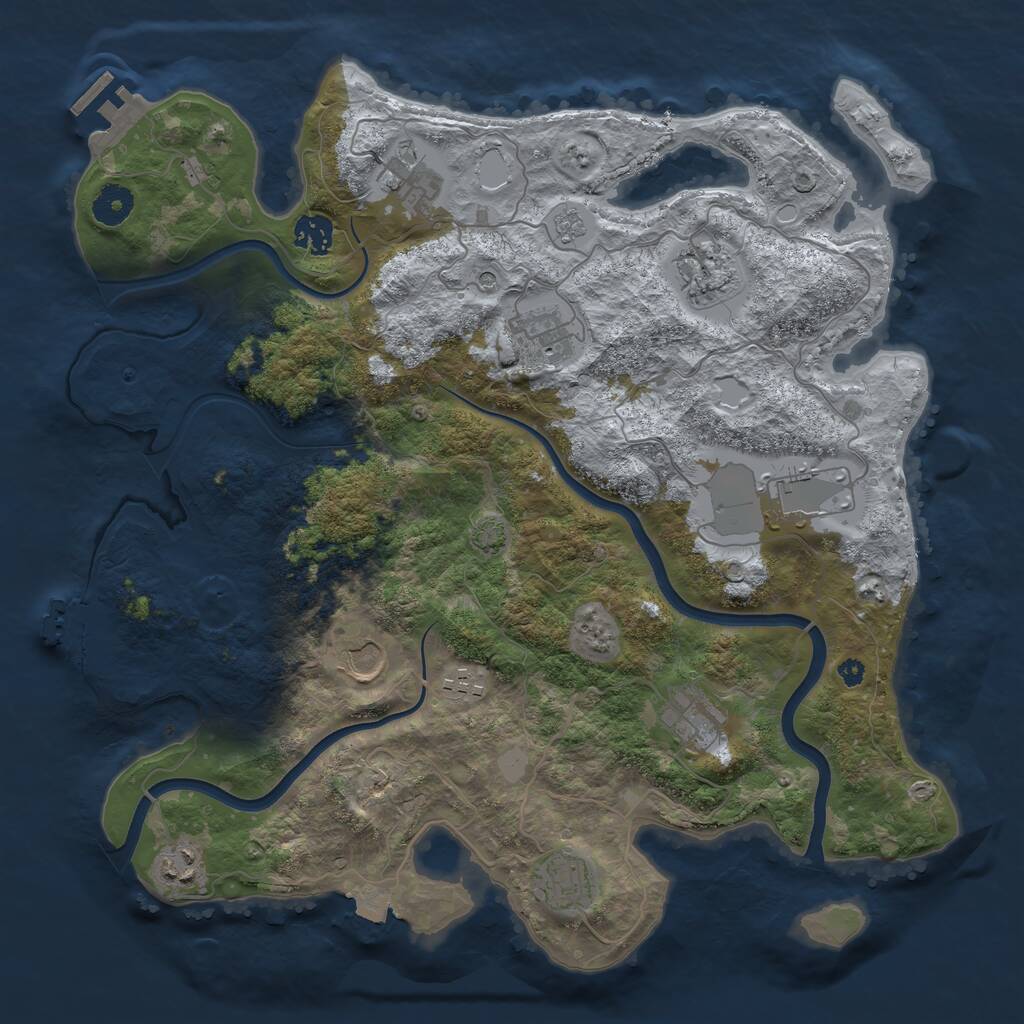 Rust Map: Procedural Map, Size: 3800, Seed: 2543507, 16 Monuments