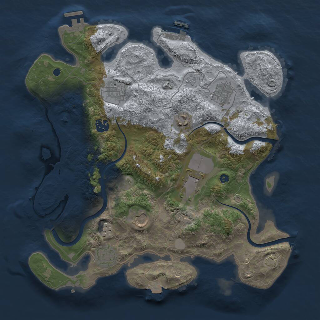 Rust Map: Procedural Map, Size: 3500, Seed: 28564693, 14 Monuments