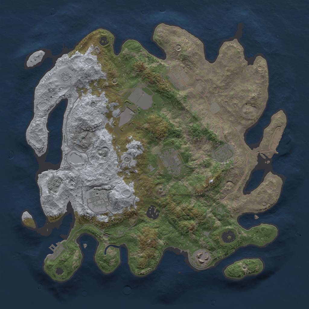 Rust Map: Procedural Map, Size: 3500, Seed: 59523347, 17 Monuments
