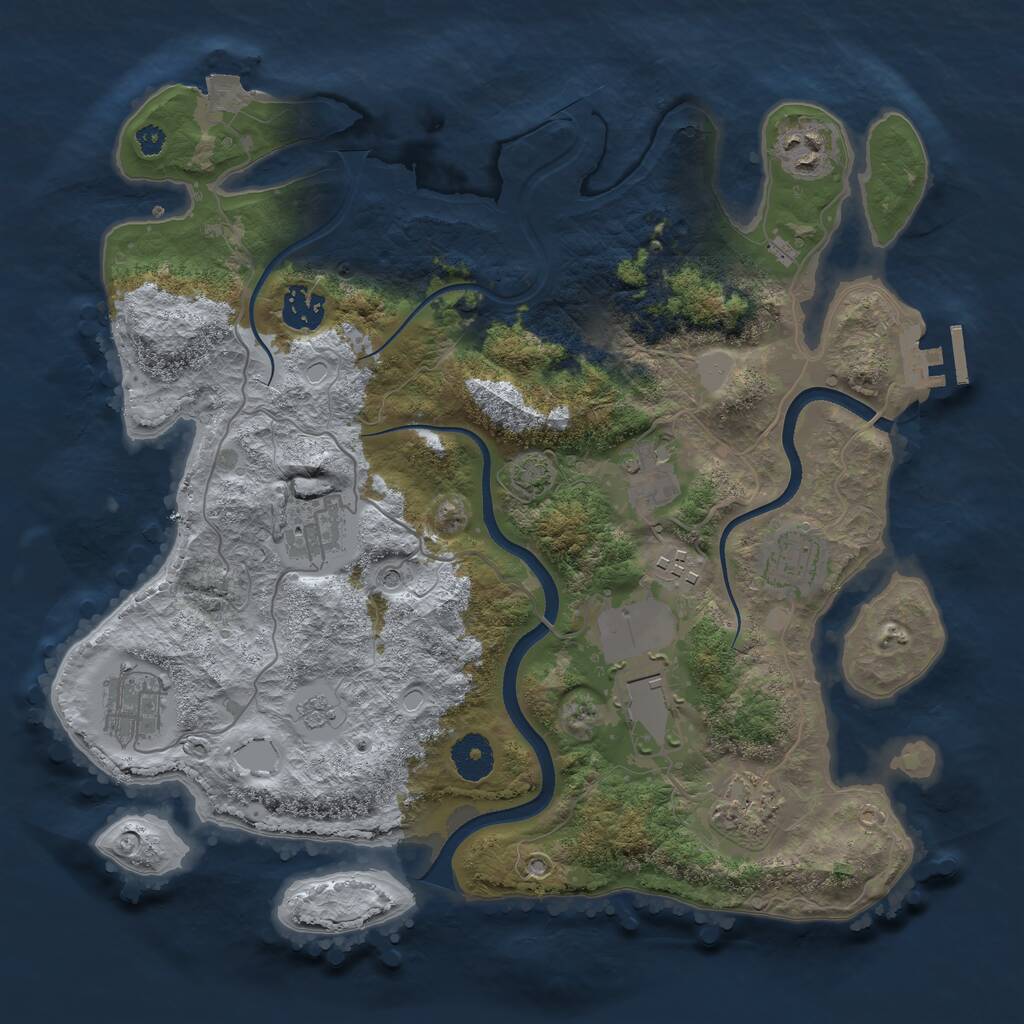 Rust Map: Procedural Map, Size: 3500, Seed: 1484061828, 14 Monuments
