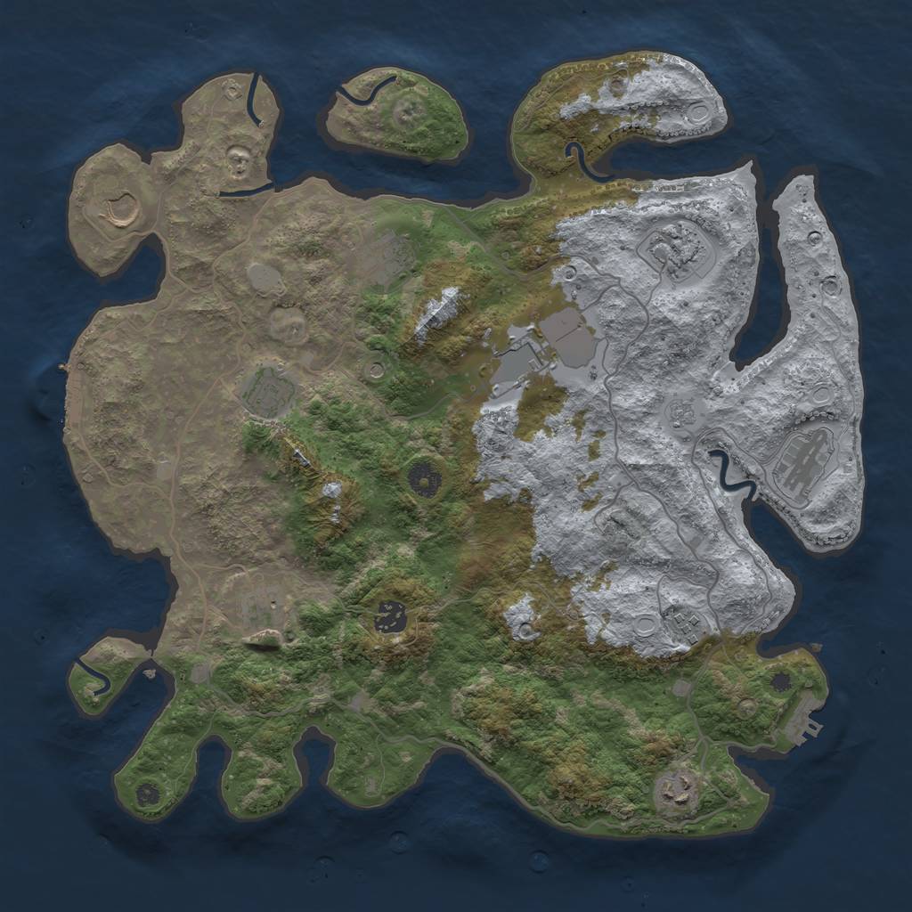 Rust Map: Procedural Map, Size: 4000, Seed: 1228020282, 19 Monuments