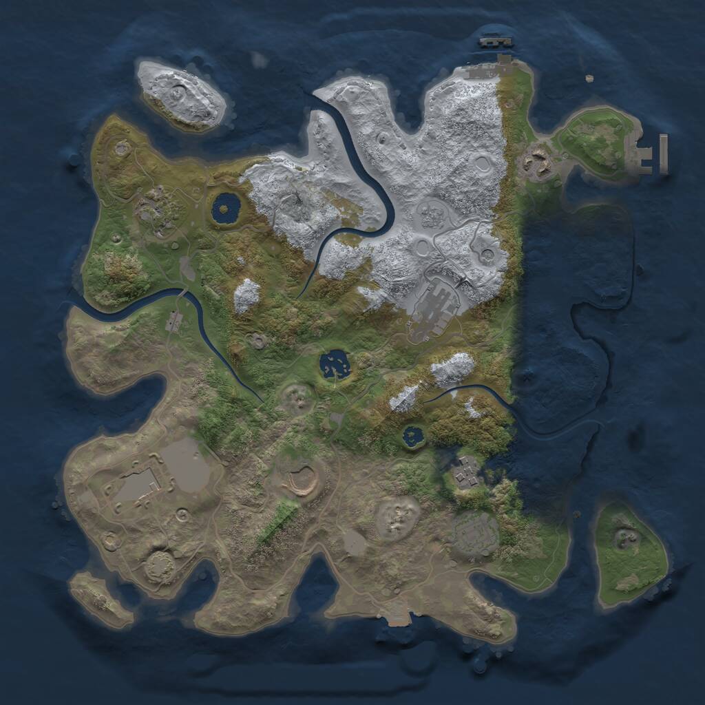 Rust Map: Procedural Map, Size: 3500, Seed: 85944640, 14 Monuments