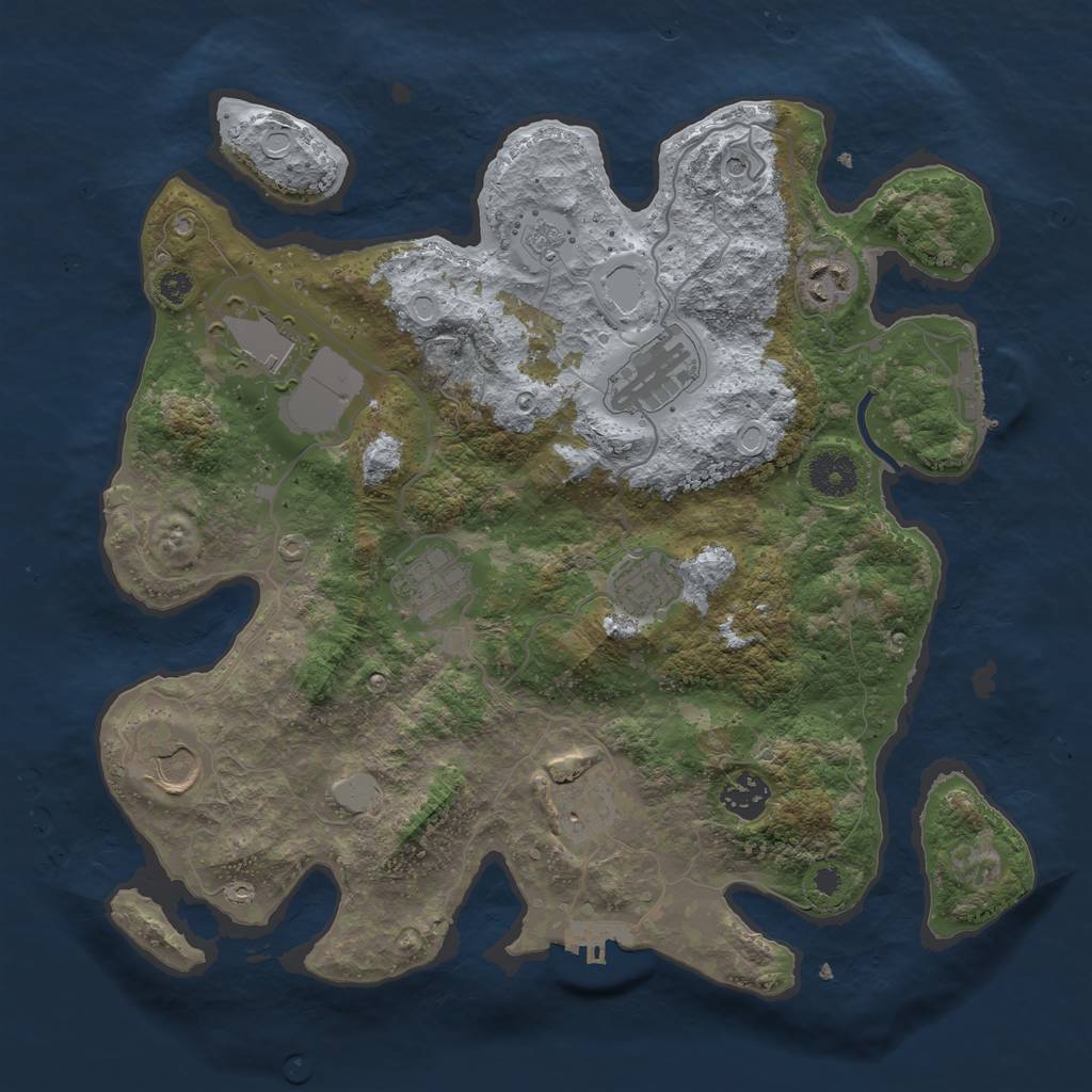 Rust Map: Procedural Map, Size: 3500, Seed: 85944640, 17 Monuments
