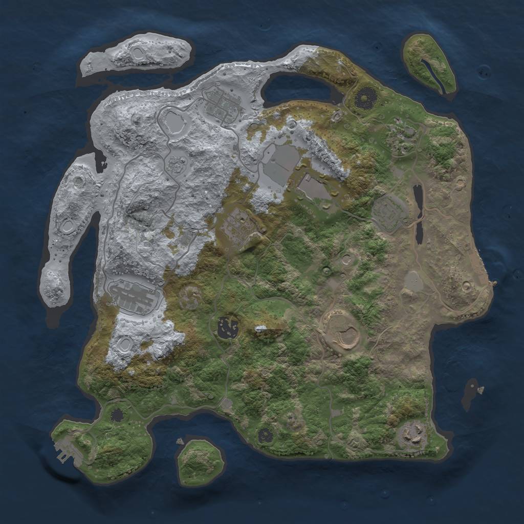 Rust Map: Procedural Map, Size: 3500, Seed: 1781372891, 18 Monuments