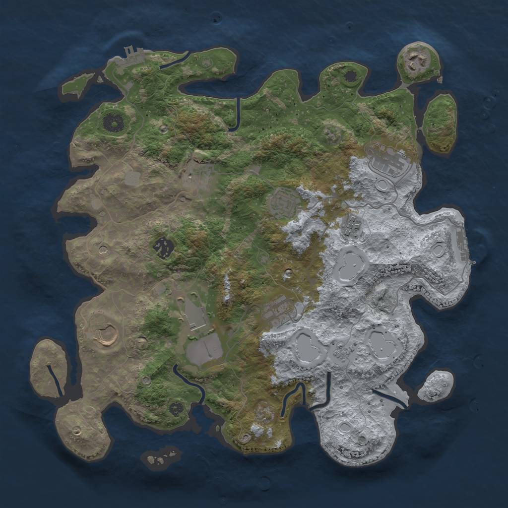 Rust Map: Procedural Map, Size: 3700, Seed: 417596906, 16 Monuments
