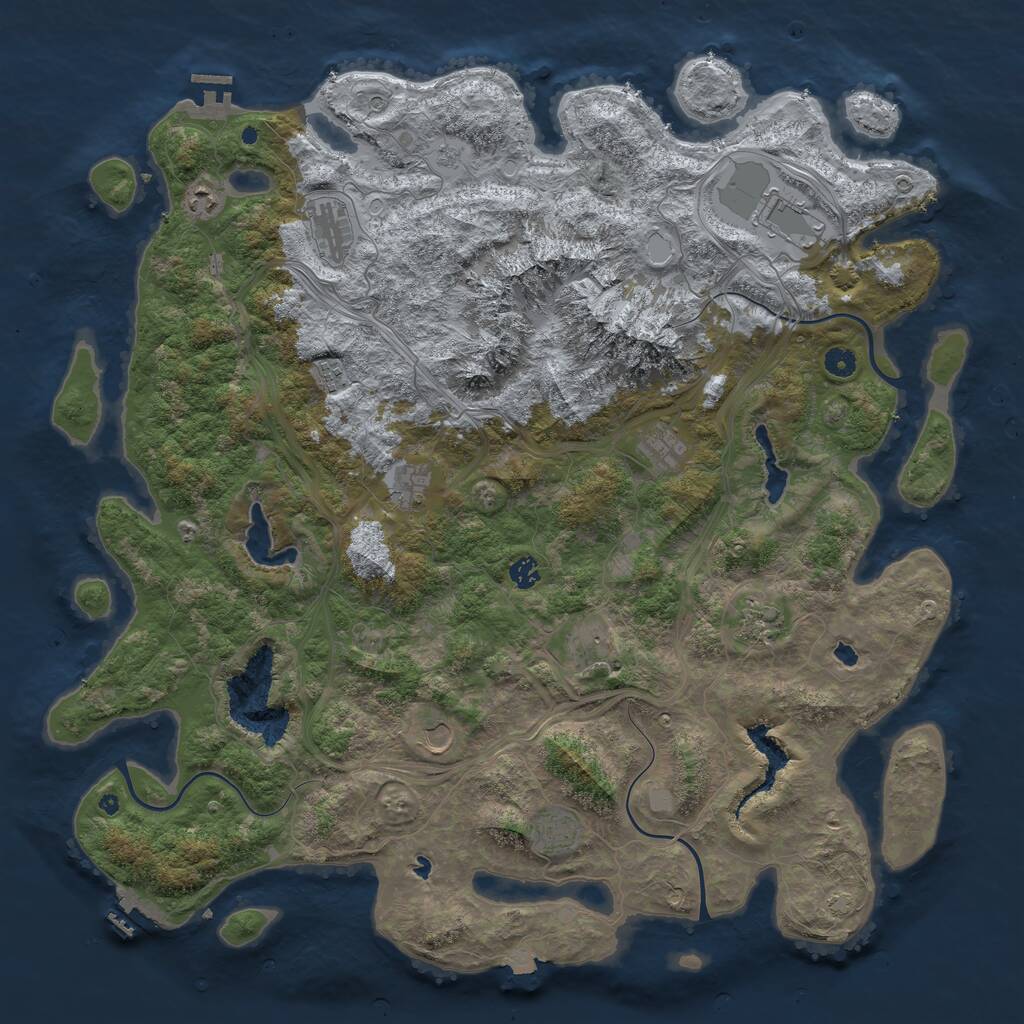 Rust Map: Procedural Map, Size: 5000, Seed: 123213874, 17 Monuments