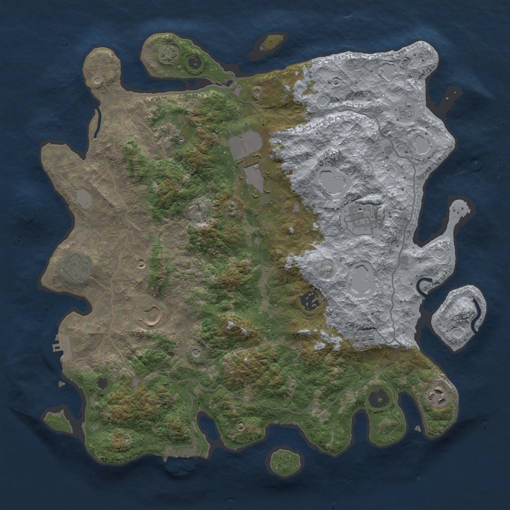 Rust Map: Procedural Map, Size: 4000, Seed: 1147, 16 Monuments