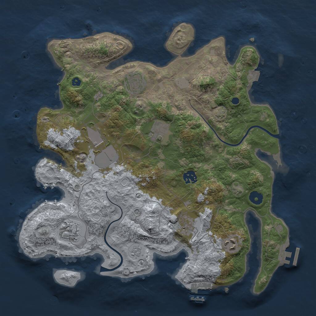 Rust Map: Procedural Map, Size: 3500, Seed: 79211252, 13 Monuments