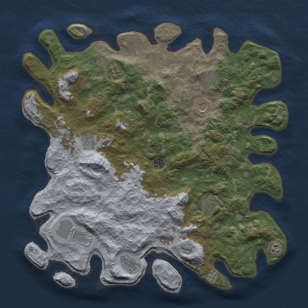 Rust Map: Barren, Size: 4600, Seed: 8888, 13 Monuments