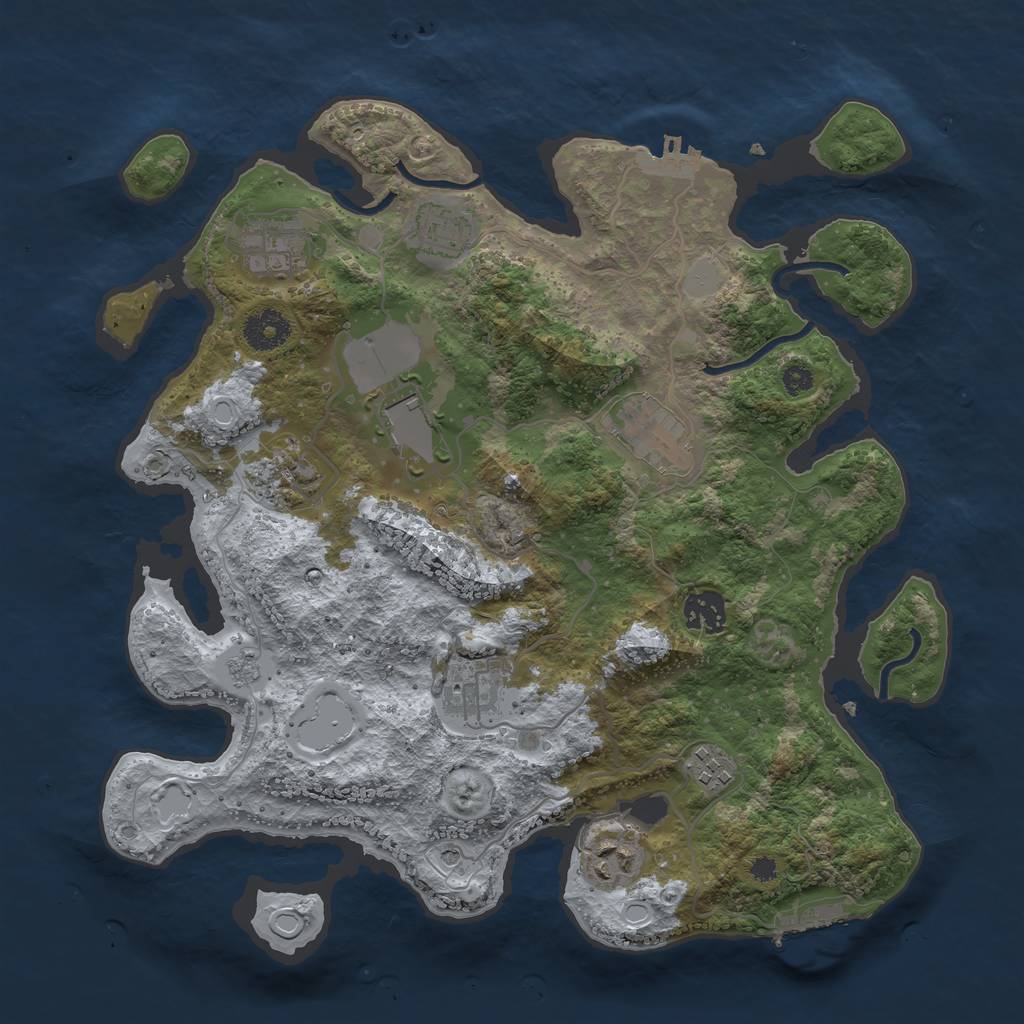 Rust Map: Procedural Map, Size: 3500, Seed: 76639156, 18 Monuments