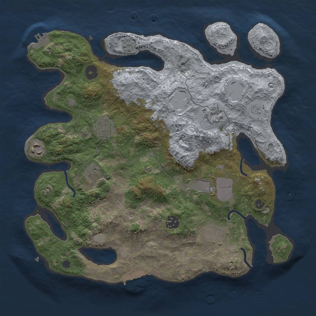Rust Map: Procedural Map, Size: 3500, Seed: 59209388, 17 Monuments