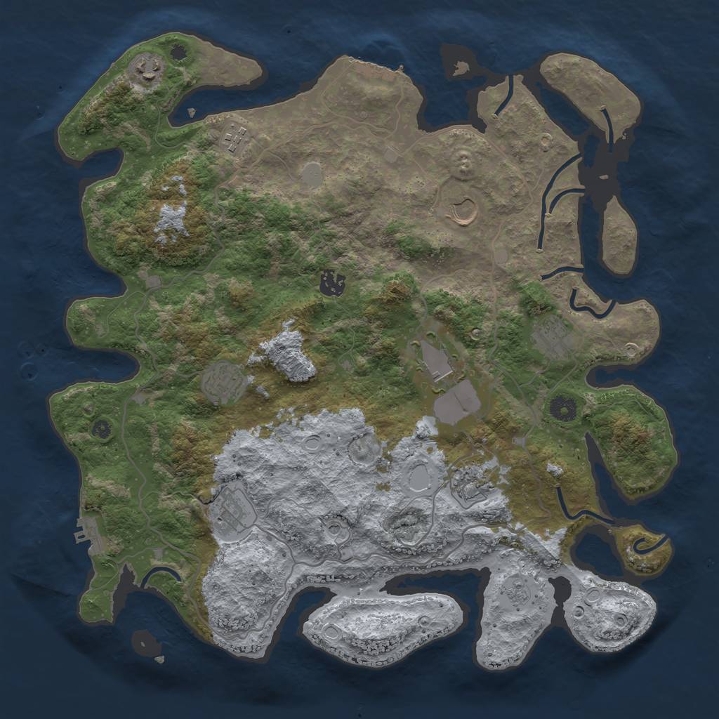 Rust Map: Procedural Map, Size: 4000, Seed: 488972254, 16 Monuments