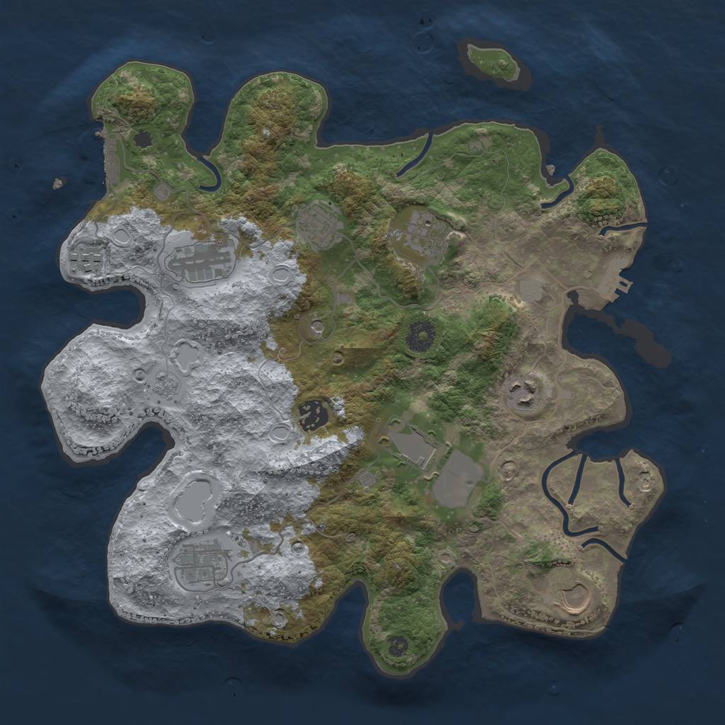 Rust Map: Procedural Map, Size: 3500, Seed: 21605561, 18 Monuments