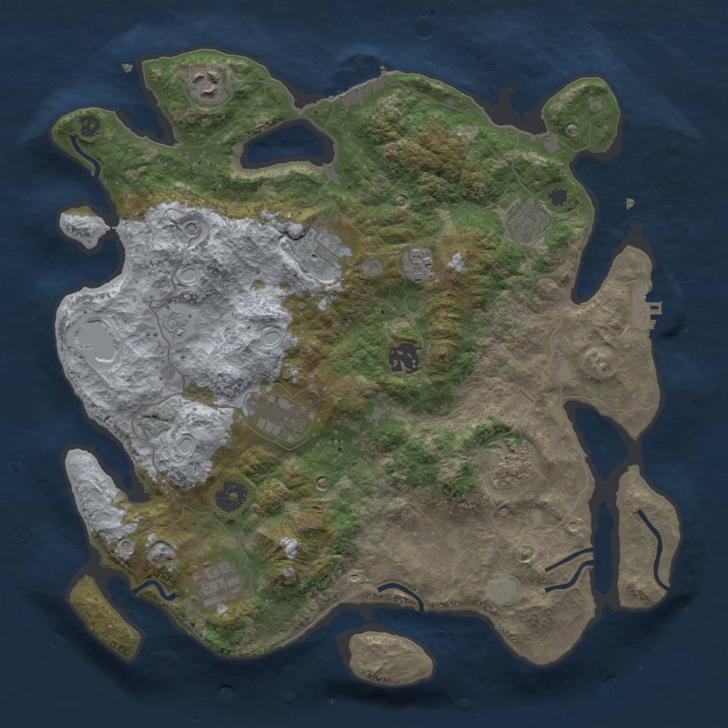 Rust Map: Procedural Map, Size: 3490, Seed: 100816564, 17 Monuments