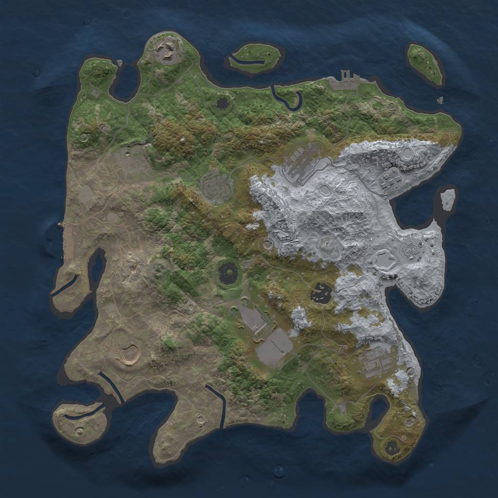 Rust Map: Procedural Map, Size: 3550, Seed: 9320, 16 Monuments