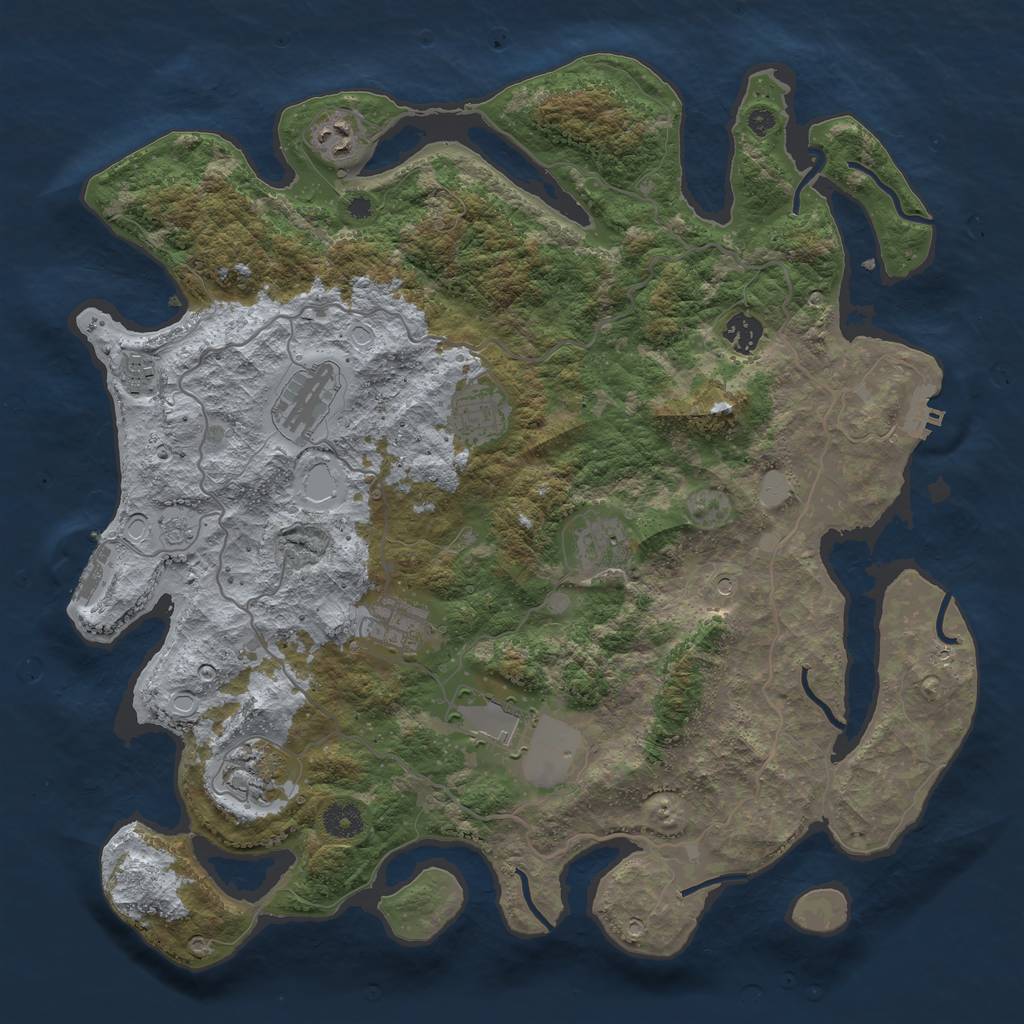 Rust Map: Procedural Map, Size: 4000, Seed: 948937281, 18 Monuments