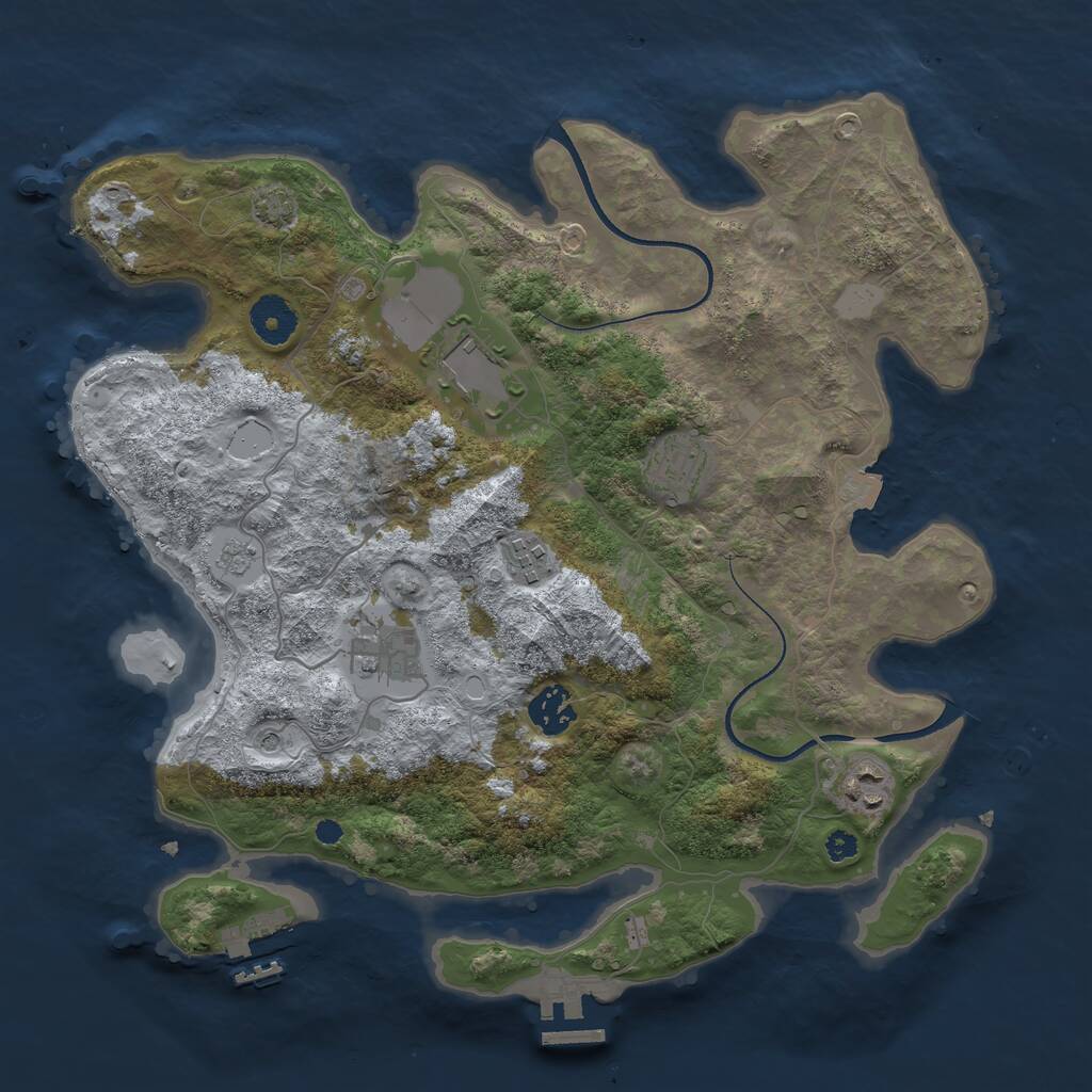 Rust Map: Procedural Map, Size: 3500, Seed: 34026921, 12 Monuments