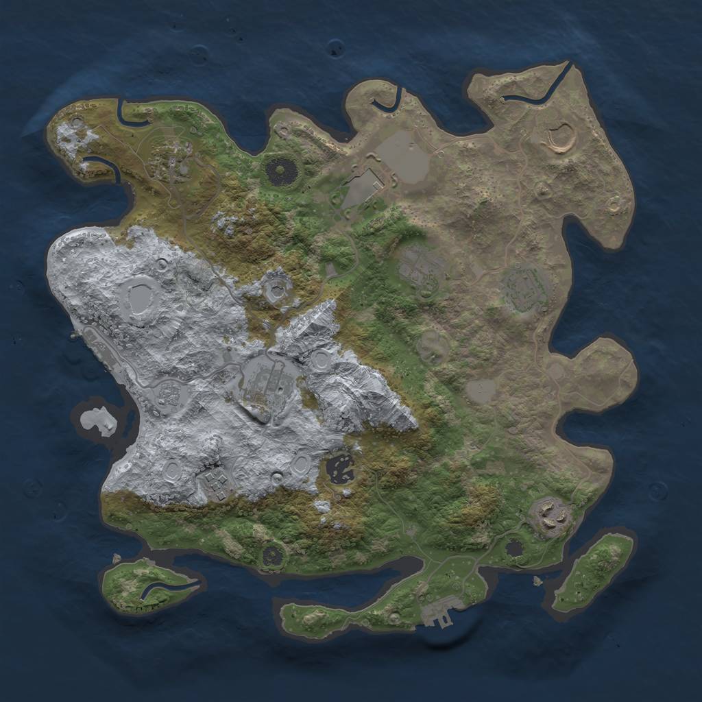 Rust Map: Procedural Map, Size: 3500, Seed: 34026921, 18 Monuments