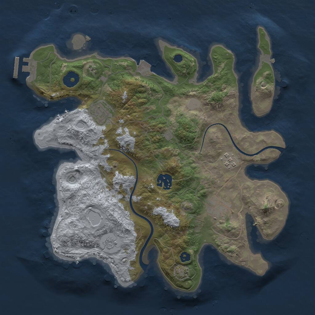 Rust Map: Procedural Map, Size: 3000, Seed: 45454545, 9 Monuments