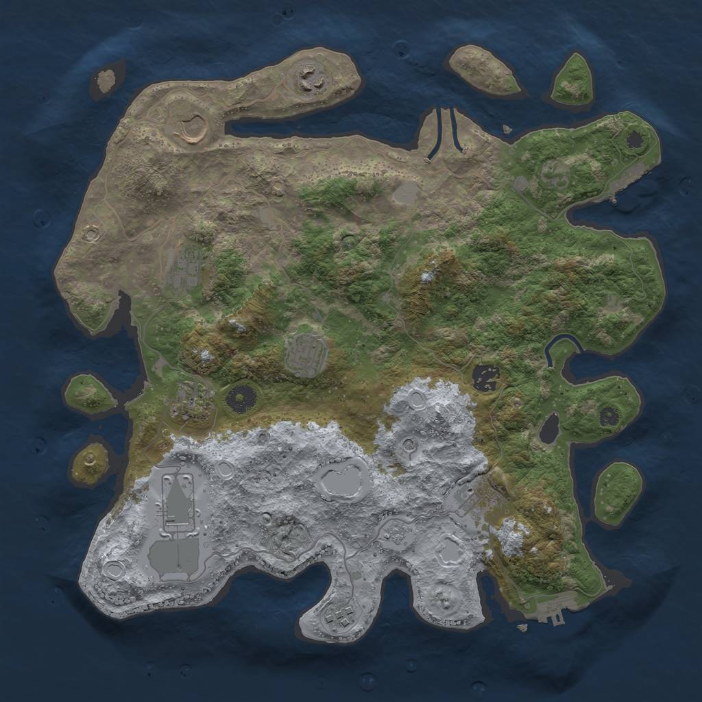 Rust Map: Procedural Map, Size: 3700, Seed: 540642616, 18 Monuments