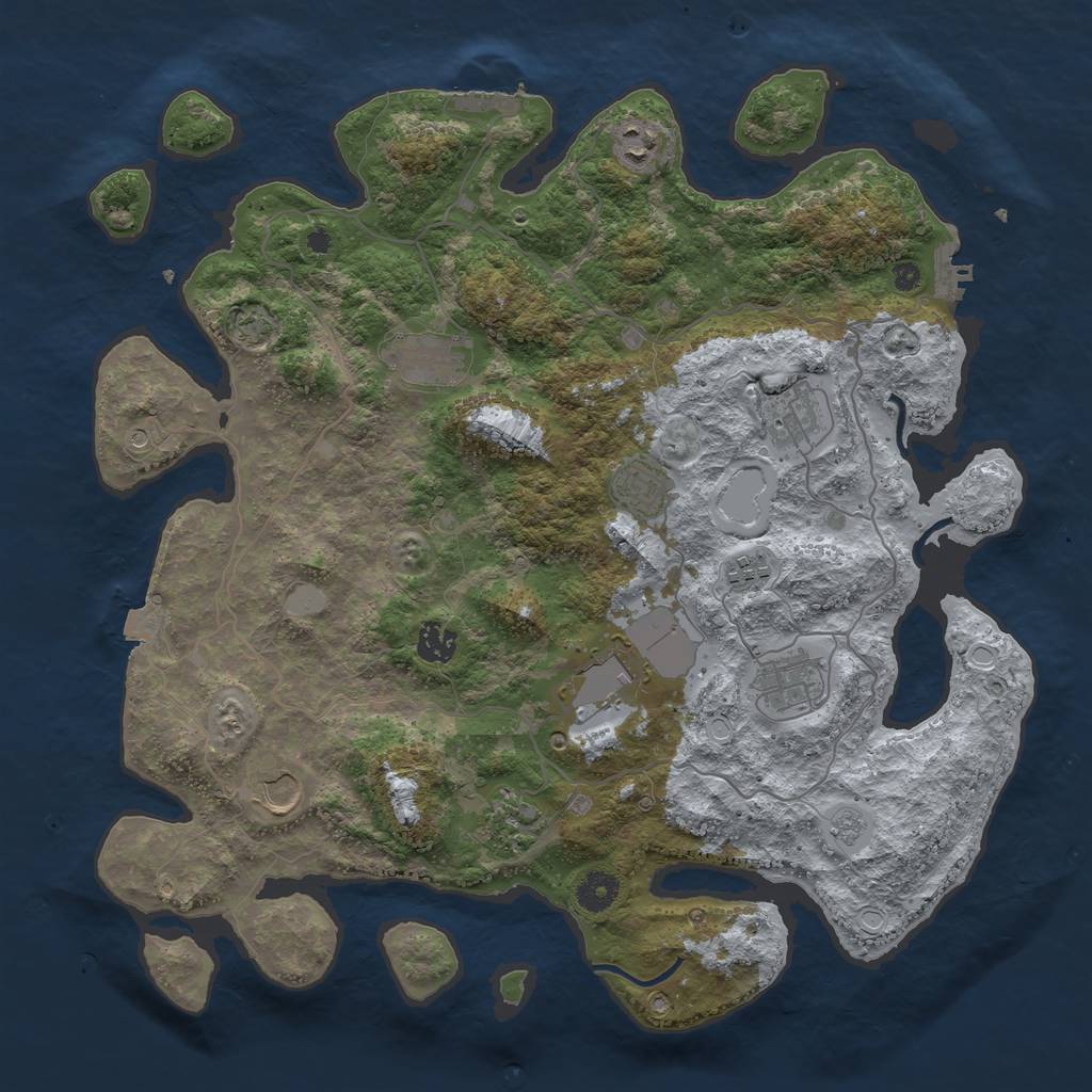 Rust Map: Procedural Map, Size: 4000, Seed: 8578145, 18 Monuments