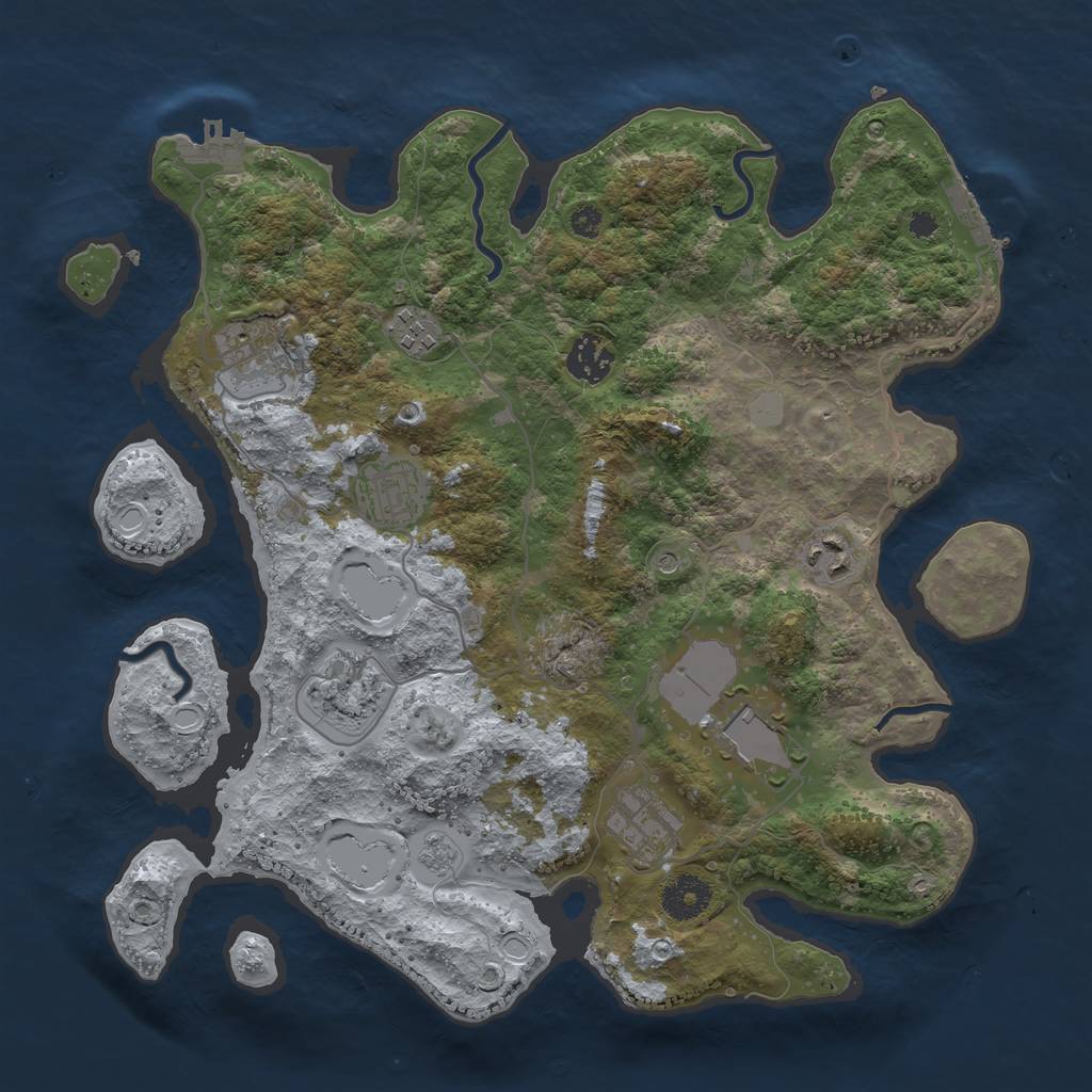 Rust Map: Procedural Map, Size: 3500, Seed: 59800509, 17 Monuments