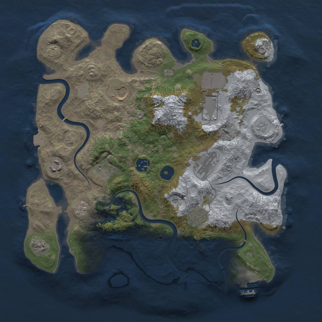 Rust Map: Procedural Map, Size: 3500, Seed: 47180980, 13 Monuments