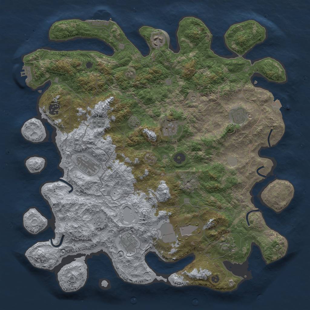 Rust Map: Procedural Map, Size: 4100, Seed: 35125336, 17 Monuments