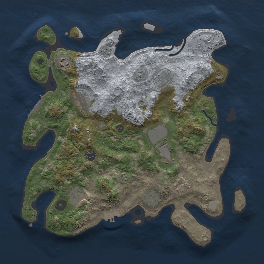 Rust Map: Procedural Map, Size: 3600, Seed: 12803306, 18 Monuments