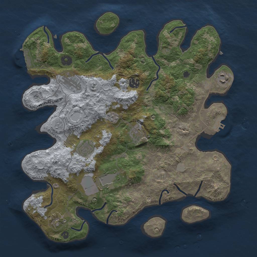 Rust Map: Procedural Map, Size: 3500, Seed: 69610159, 17 Monuments