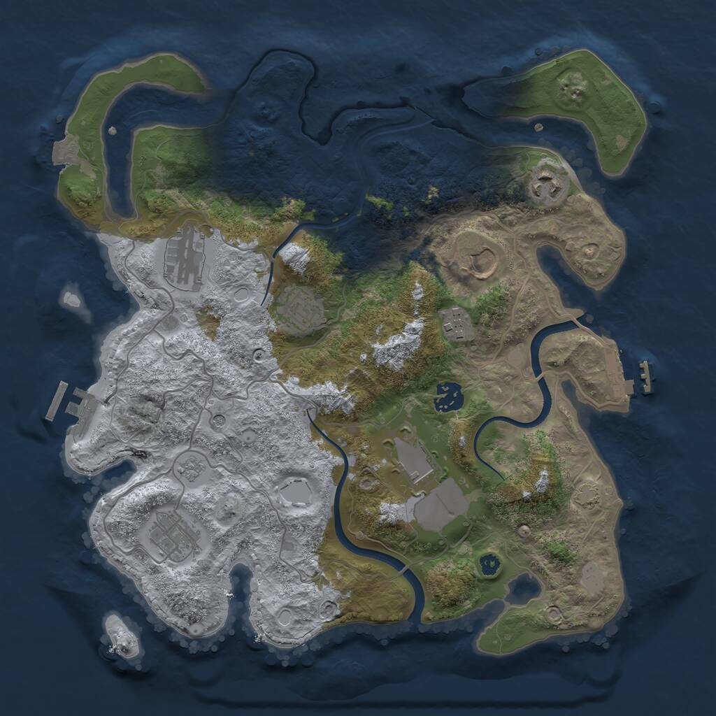 Rust Map: Procedural Map, Size: 3500, Seed: 847298515, 14 Monuments