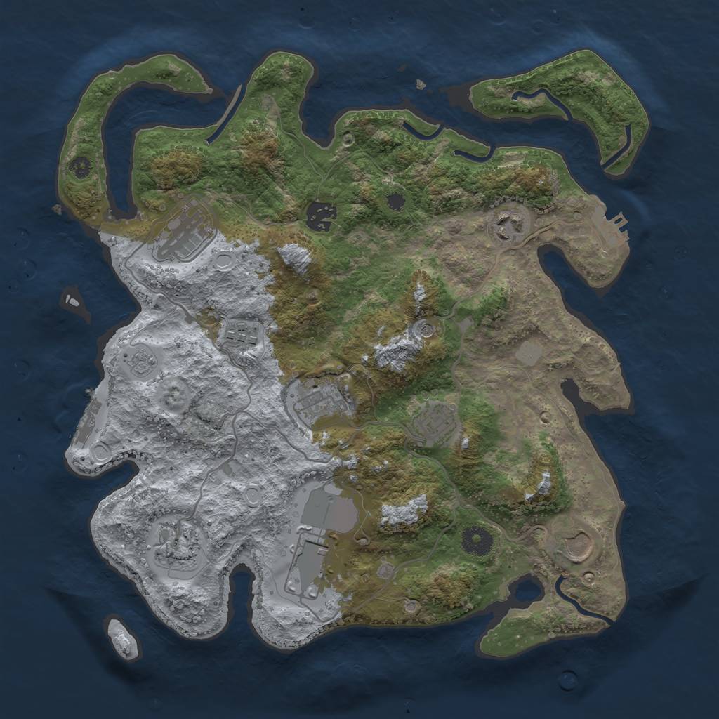 Rust Map: Procedural Map, Size: 3500, Seed: 847298515, 18 Monuments