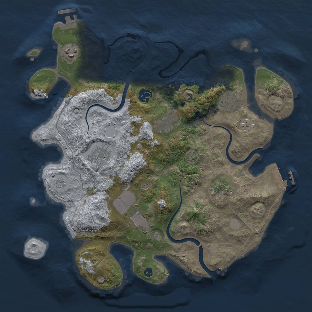 Rust Map: Procedural Map, Size: 3500, Seed: 80389300, 14 Monuments