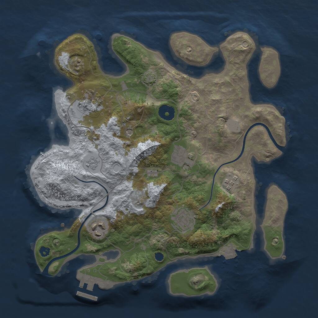 Rust Map: Procedural Map, Size: 3000, Seed: 1339408014, 10 Monuments