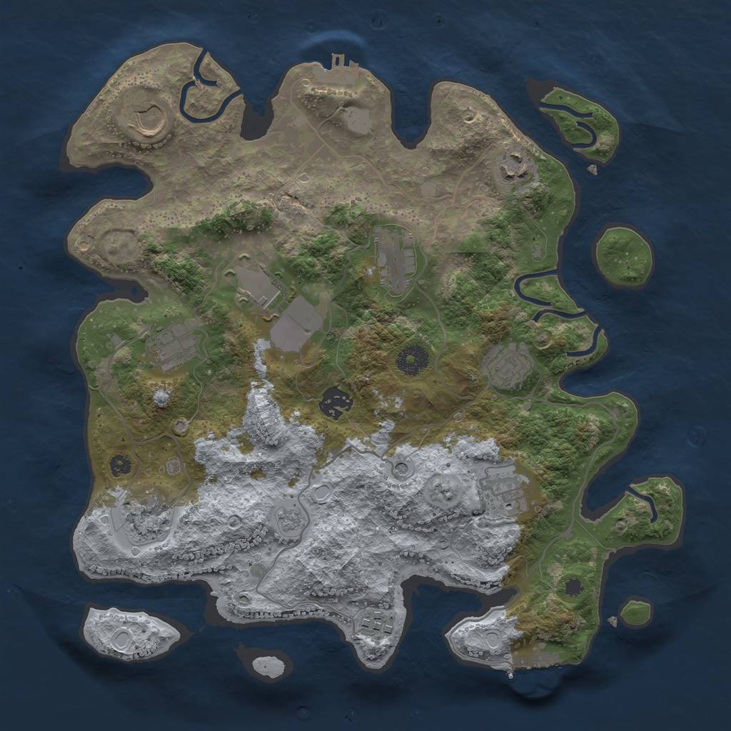 Rust Map: Procedural Map, Size: 3500, Seed: 385988208, 19 Monuments